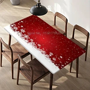 Tovaglia rettangolare di buon natale tovaglia aderente con bordo elastico di natale per decorazioni natalizie per interni ed esterni 1
