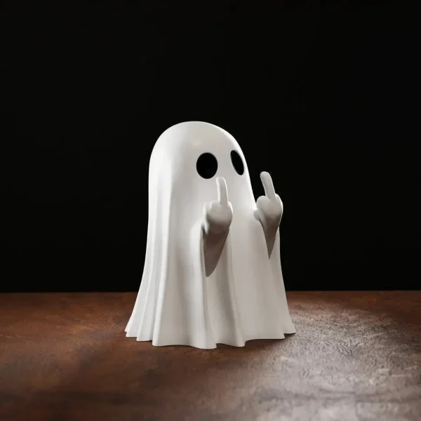 Dito medio Statua di fantasma carino Piccole figurine di fantasmi spaventosi Decorazioni per la casa di Halloween Centrotavola per tavolino Regali per scaffali 5