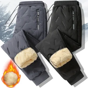 Felpa invernale da uomo Pantaloni sportivi in pile spesso peluche Pantaloni termici in lana d'agnello Pantaloni casual Pantaloni in cotone caldo antivento impermeabili 1