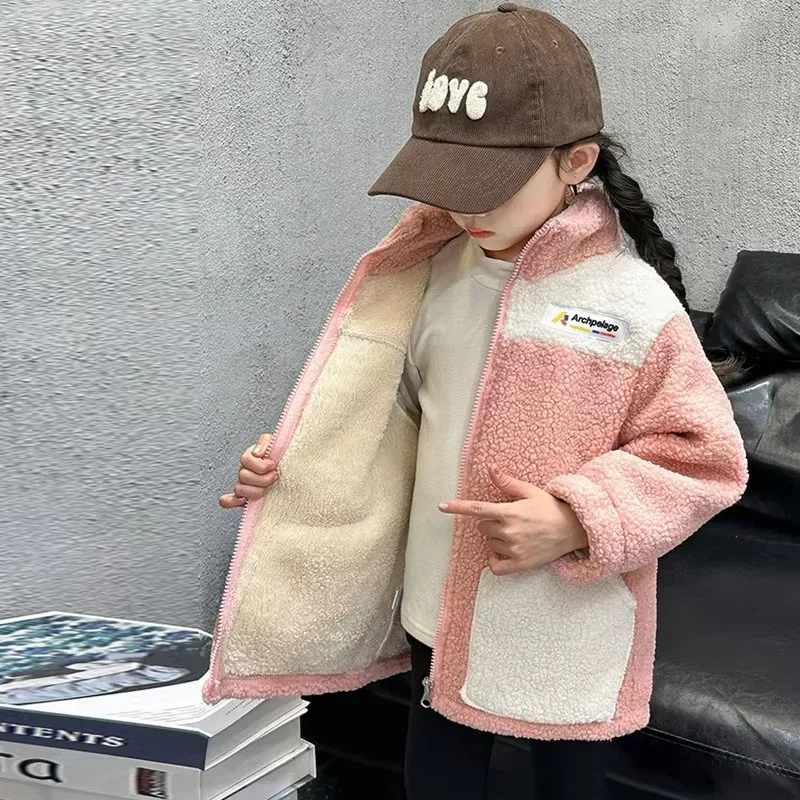 Ragazze Soffici Caldi Giubbotti Per Bambini Inverno Peluche Velluto Tuta Sportiva Per Bambini Autunno Cappotti In Pile Adolescente Moda Abbigliamento Imbottito 3-12Y 3