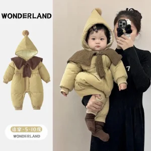 Vestiti invernali per bambini con cappuccio carino adatto per -10 a 5 gradi più velluto super carino addensato tuta abbraccio vestiti loungewear 1