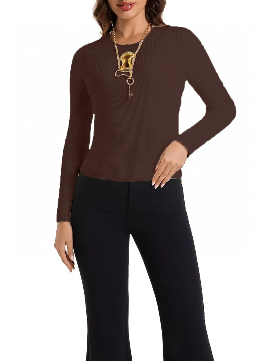 TWOTWINSTYL Solido Dimagrante Impiombato Paillettes Nozioni di Base Maglioni per Le Donne Girocollo Maniche Lunghe Scava Fuori Maglione Casual Femminile 5