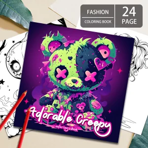 Libro da colorare per orsi carini e peculici per adulti - 7,8 pollici, 24 pagine di disegni intricati - Libro illustrato per adulti 1