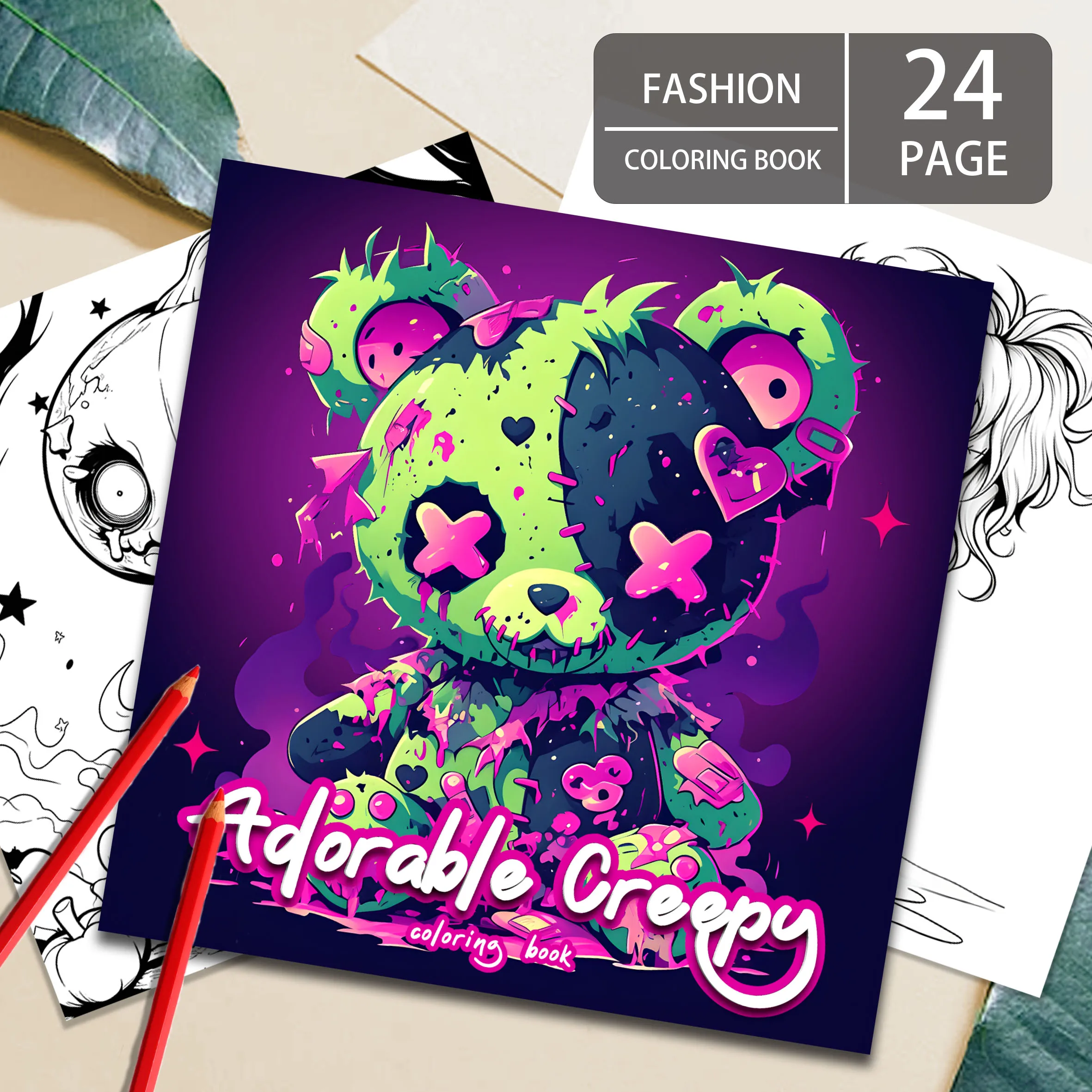 Libro da colorare per orsi carini e peculici per adulti - 7,8 pollici, 24 pagine di disegni intricati - Libro illustrato per adulti 1