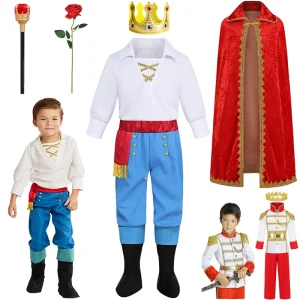 Bambini Christmas Prince Charming Cosplay Kids Halloween Costume Boys Prince Eric Masquerade Stage Performance Party Clothing 1