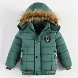 Autunno Inverno Ragazzi Giacca Nuovo Tenere Al Caldo Cappotto Del Bambino Con Cappuccio Cerniera Moda Collo di Pelliccia Ragazzi Tuta Sportiva 2 3 4 5 6 Anni Abbigliamento Per Bambini 1