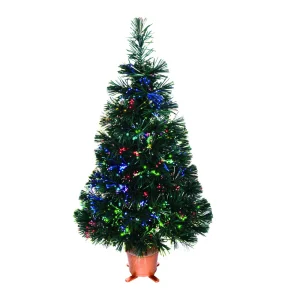 Albero di natale artificiale da tavolo in Mini fibra ottica Pre-illuminato verde da 32 pollici con luci a LED albero da tavolo natalizio con base in oro 1