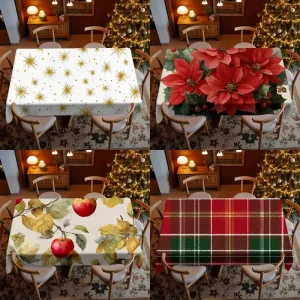 Christmas floral tablecloth Kitchen tablecloth for restaurant Living room Home decoration Rectangular decoration for parties 1