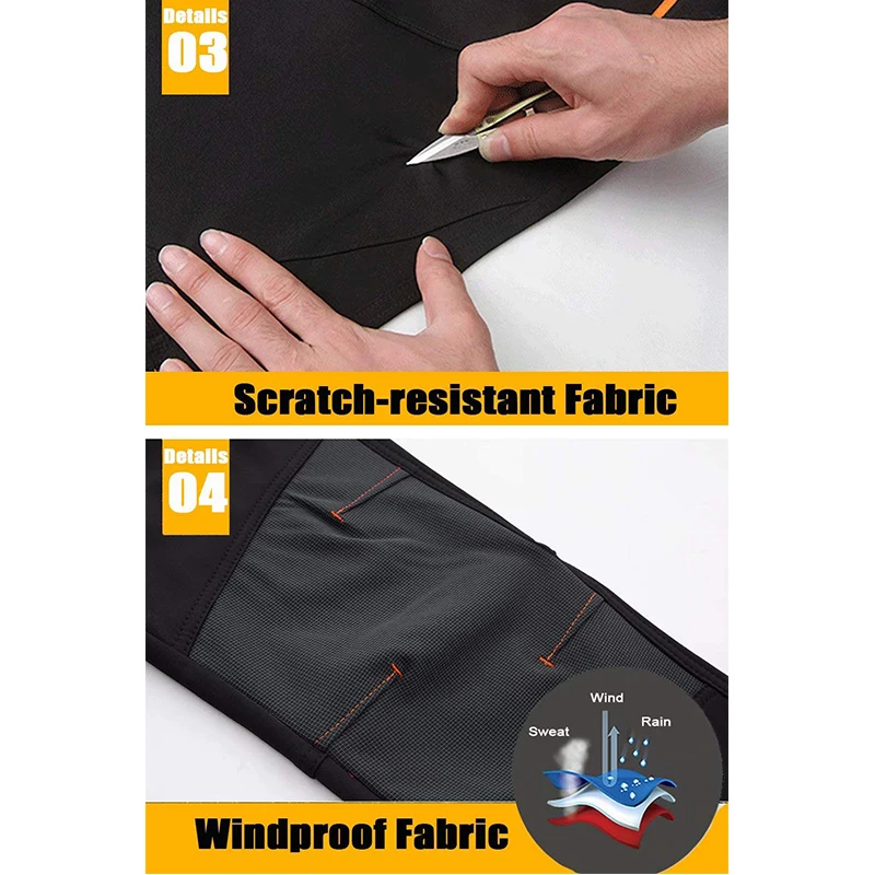 MAGCOMSEN Pantaloni in pile Pantaloni da sci da neve da uomo Pantaloni da trekking antivento con 4 tasche con cerniera Pantaloni impermeabili invernali 5