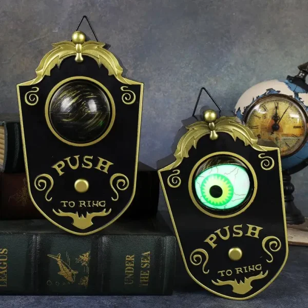 Decorazione di Halloween Campanello con un occhio Puntelli horror Giorno del fantasma Incandescente Casa Appesa Campanello elettrico luminoso con bulbo oculare 5