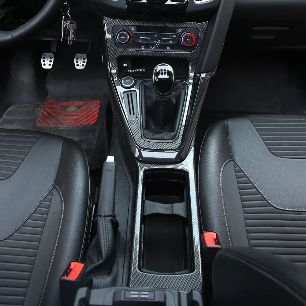 Accessori interni auto per Ford Focus 3 MK3 2015 - 2018 LHD Pannello cambio adesivo Pilastro Tazza d'acqua Holer Decorazione Copertura 5