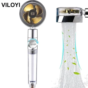 VILOYI Soffione doccia a risparmio idrico Soffione doccia con elica turbo portatile ad alta pressione Ugello filtro per bagno con flusso d'acqua regolabile 1