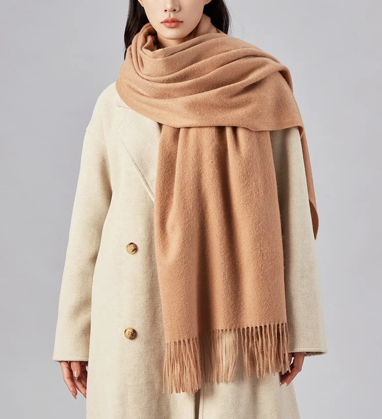 Sciarpa calda casual in tinta unita da donna invernale Scaldacollo in morbido poliestere Accessorio alla moda per la stagione fredda 3