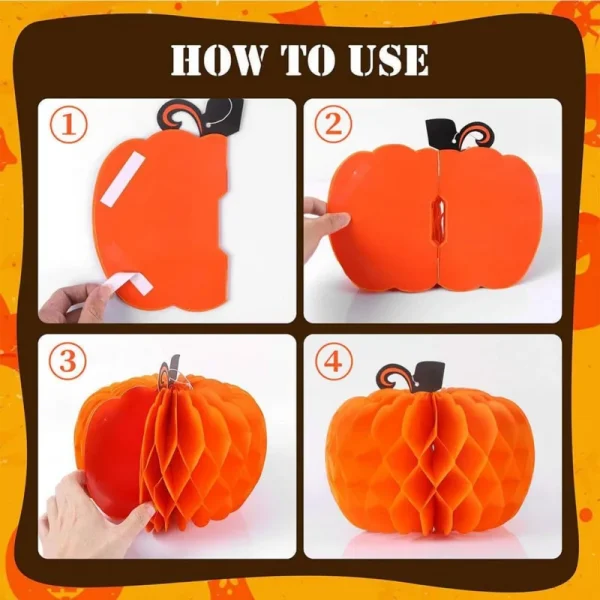 1/3 pezzi centrotavola di zucca a nido d'ape di zucca di carta decorazione da appendere per forniture per feste di festival autunnali di Halloween/Ranksgiving 5