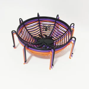 Ciotola di ragnatela nera di Halloween Piatto di frutta Cestino di biscotti di caramelle Dolcetto o scherzetto Decorazione per feste di Halloween Forniture Regalo per bambini 1