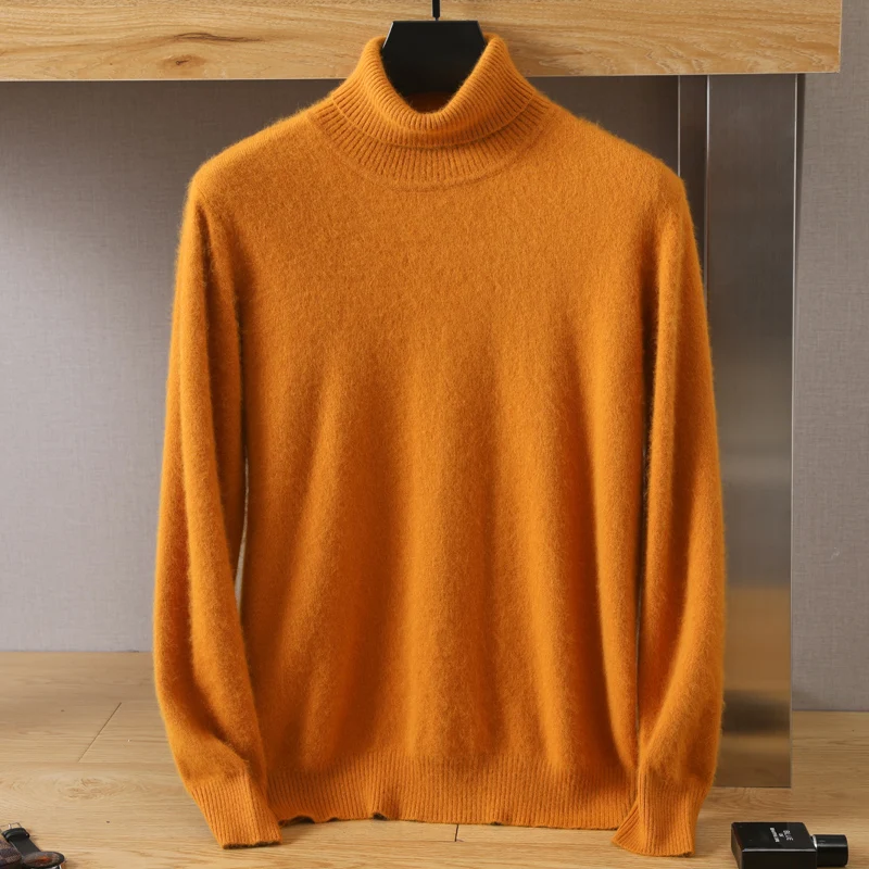 Dolcevita da uomo 100% visone maglione di cashmere da uomo 2025 autunno e inverno maglione lavorato a maglia allentato di grandi dimensioni tenere al caldo top da uomo maglione 3
