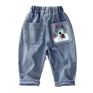 Nuovi vestiti per bambini, freschi ed eleganti, pantaloni primaverili per bambini, jeans per ragazzi, alla moda ed eleganti per bambini, larghi e casuali 1
