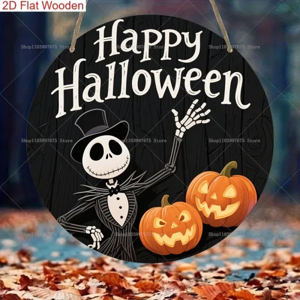 Festa di Halloween Il pesadelo prima di Natale Decorazione Cartello in legno Zucca Appeso a parete Cartello Porta d'ingresso Decorazioni per la casa Regali per bambini 2