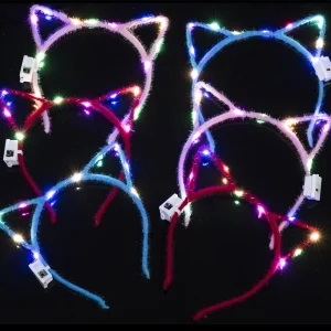 10/20/30/40/50 pcs donna ragazza Glow Cat Ear fascia Light Up Flash Hairband LED Neon compleanno Wedding Glow Party Decoration 1