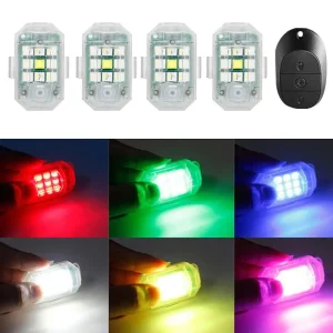 Indicatore luminoso di navigazione per luce stroboscopica a LED senza fili per moto, telecomando, per drone da bicicletta per auto 1
