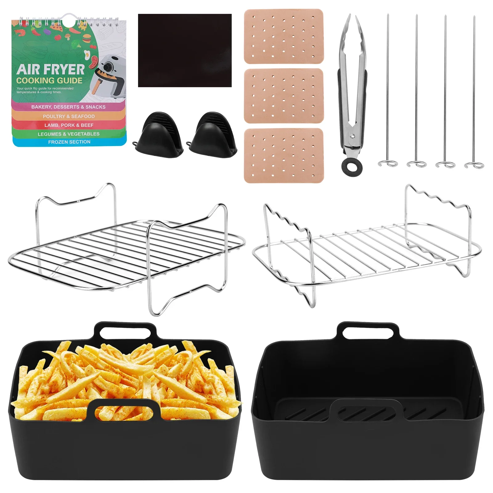 9X Heißluftfritteuse Zubehör Silikon-Einsatz Grillrostowo Ninja AF300EU AF400EU cottura accessori da forno gadget da cucina 1