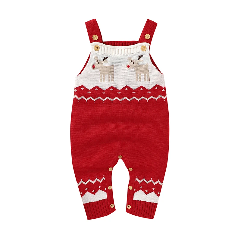 Pagliaccetti natalizi per bambini Vestiti Renna rossa Maglia Neonato Ragazzo Ragazza Tute Inverno Senza maniche Infantile Bambini Tute unisex 0-18 m 5