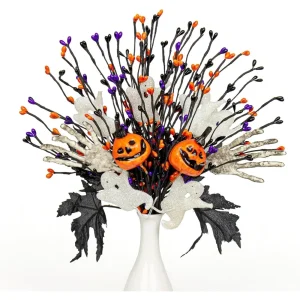 3 pezzi di raccoglie floreali di Halloween rami di bacche con scheletro di zucca fantasma per decorazioni natalizie gotiche per feste in casa ornamenti fai da te 1