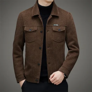 Cappotto casual spesso da uomo Giacca primaverile autunnale con risvolto di alta qualità 2025 Nuovo papà di mezza età Indossa Top All 1