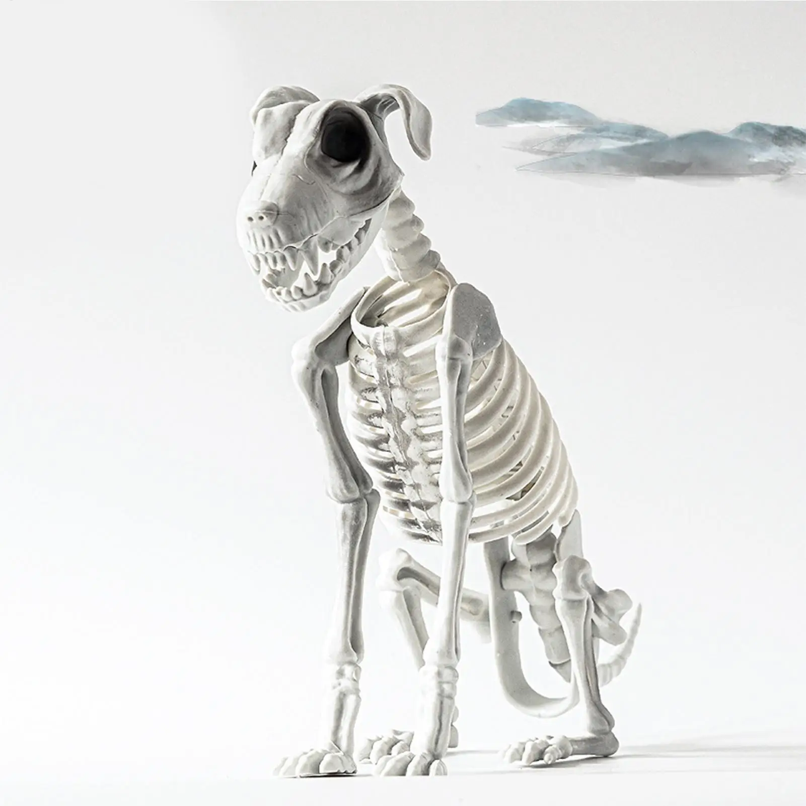 Realistico cane scheletro di Halloween spaventoso cane seduto scheletro statua animale teschio osso ornamenti artistici per oggetti di scena casa stregata festa 1