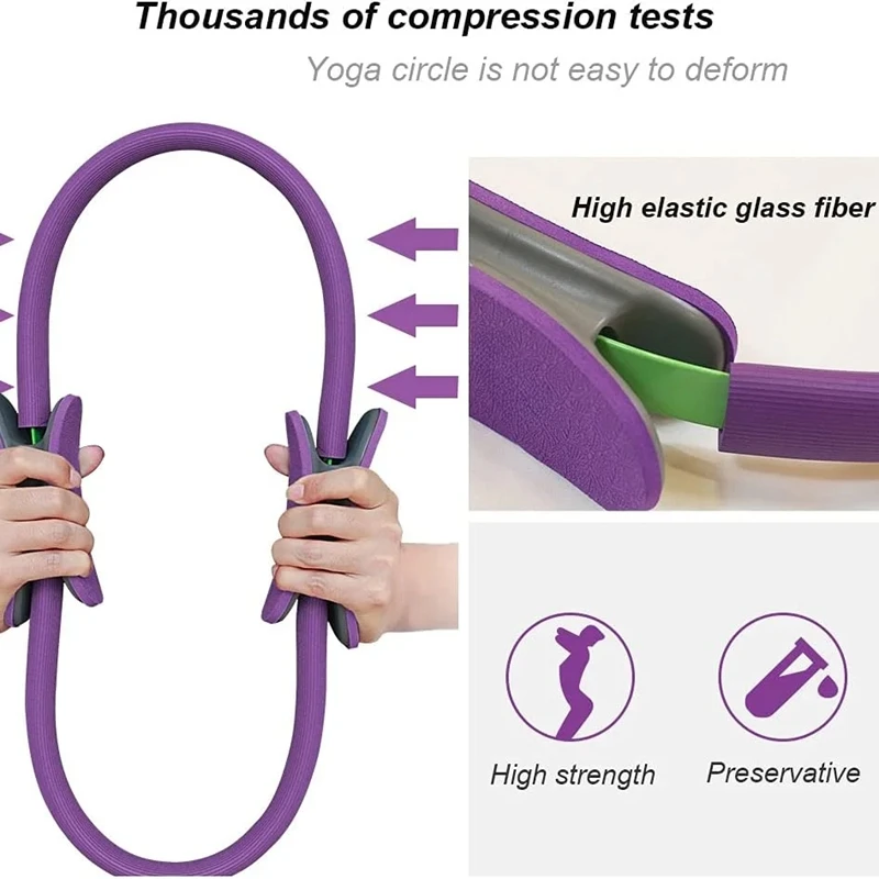 Cerchio per pilates con anello di resistenza allo yoga - Strumento fitness per apertura posteriore con anello magico per allenamento in palestra e esercizi di yoga 3