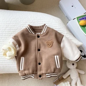 Toddler Infant Baby Boys Girls Clothes Cute Fleece Winter Warm Baby Jacket Casual Baseball Uniform Jacket capispalla Kids Coat 1