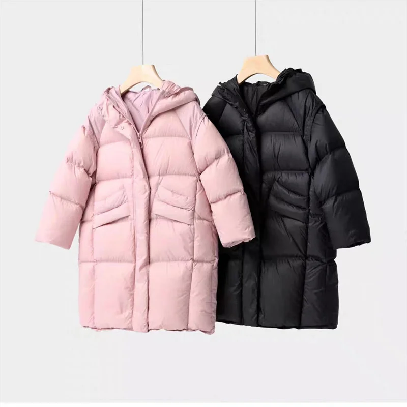 Ragazze Ragazzi Addensare Cappotto di cotone Inverno caldo per bambini Vestito da neve Kid Giacca lunga con cerniera con cappuccio Autunno Nuovo abbigliamento moda casual 6