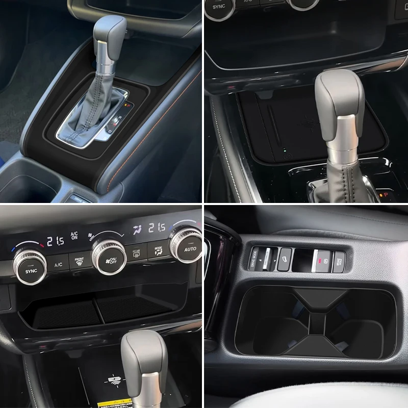 Scatola di immagazzinaggio centrale per auto in silicone Pad pannello del cambio copertura portabicchieri tappetini di ricarica wireless per Honda HRV Vezel 2025 2026 1