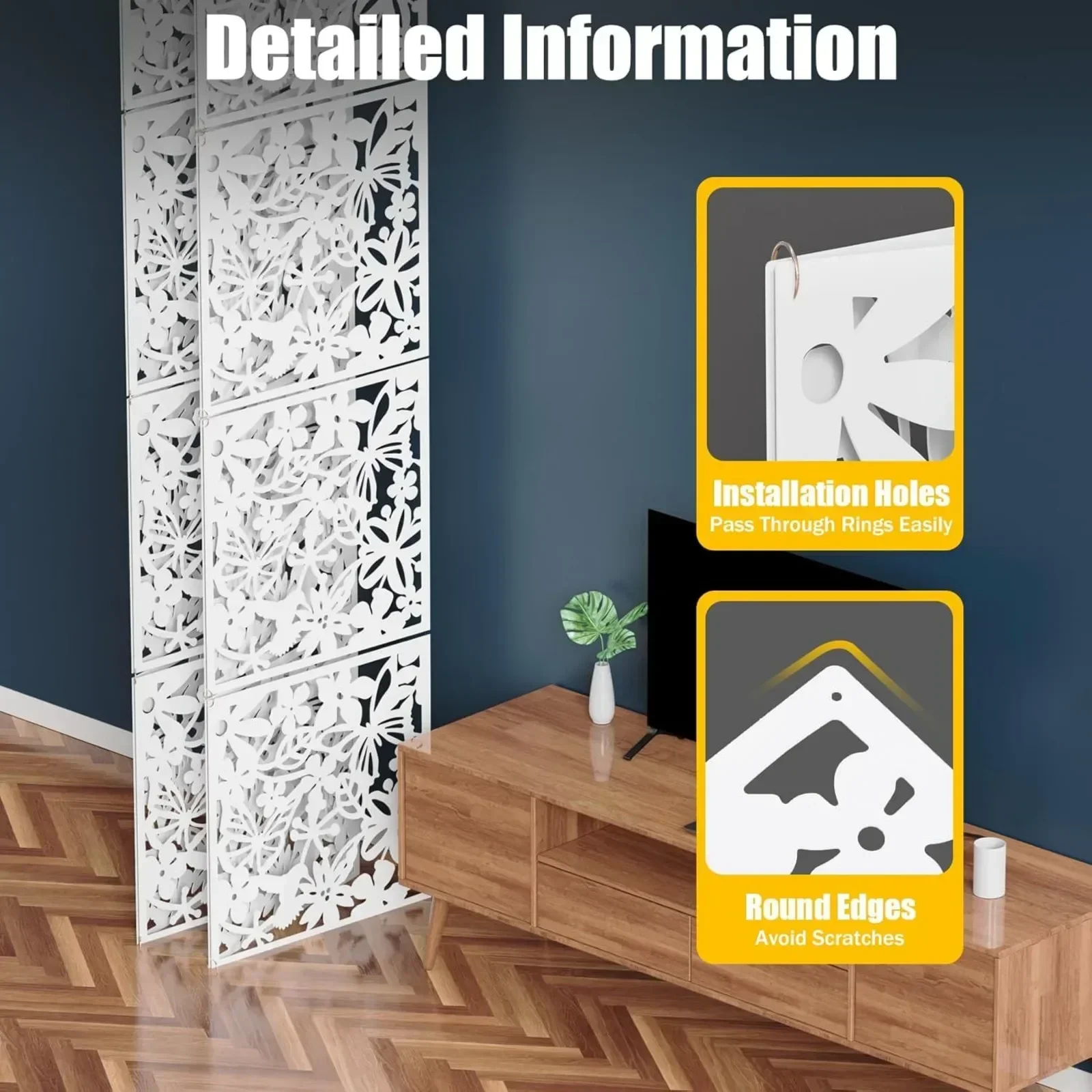 Confezione da 12 divisori sospesi Divisori sospesi multifunzionali per soggiorno, sala da pranzo, camera da letto, bianco 40 x 40 cm 4