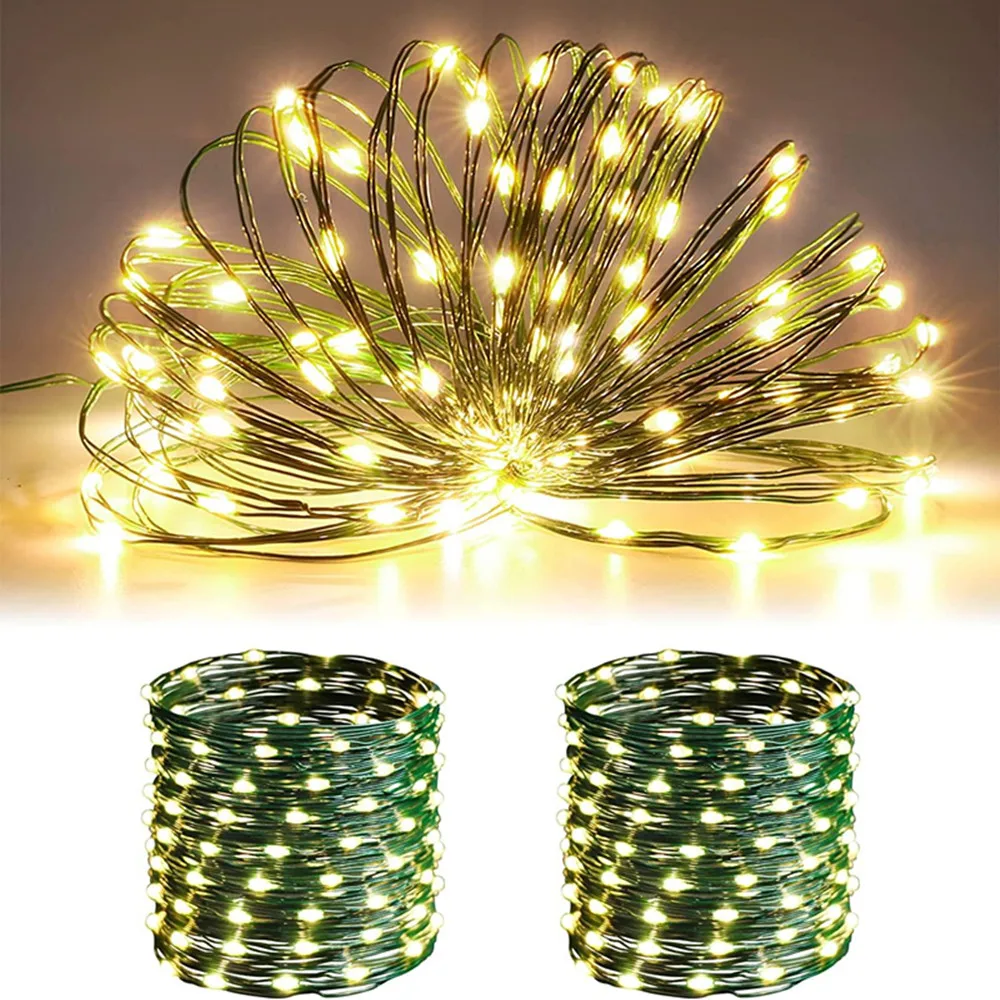 Dahan 10-120M LED String lights luci fiabesche a filo verde ghirlanda bianca calda per la decorazione del giardino della festa di natale all'aperto 1