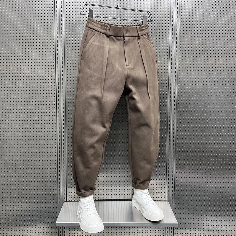 Abbigliamento uomo Autunno Inverno Nuovo 2024 Pantaloni casual a gamba larga di lana per uomo Pantaloni Harlan larghi tutto-fiammifero Pantalones Hombre 3