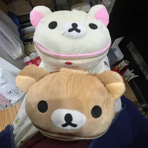 2025 Nuovo Kawaii Carino Rilakkuma Borsa per il lavaggio Peluche Ovale Tridimensionale Borsa per il trucco Borsa di stoccaggio portatile Cartoon Ragazze Regalo di compleanno 1