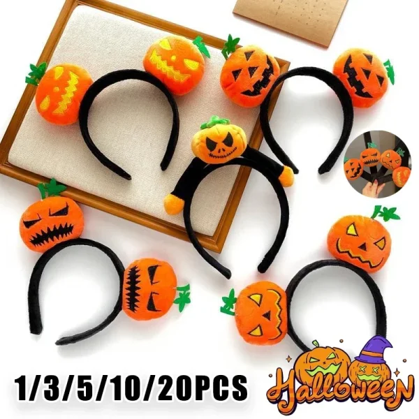 1/3/5/10PCS Halloween Dress-up Zucca Diavolo Fasce Divertenti Cerchi per capelli zucca Accessorio per capelli di Halloween 2