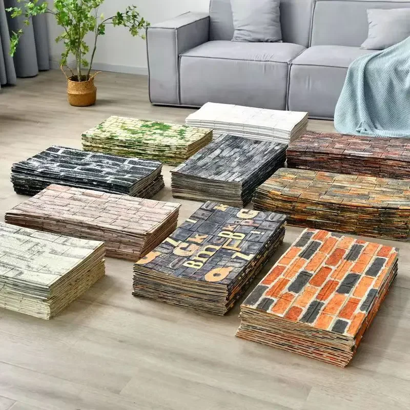 70cmx1/5/10m 3D Carta da parati Decorazione autoadesiva Schiuma antica Carta da parati in mattoni Soggiorno Camera da letto Adesivo da parete 3d impermeabile 4