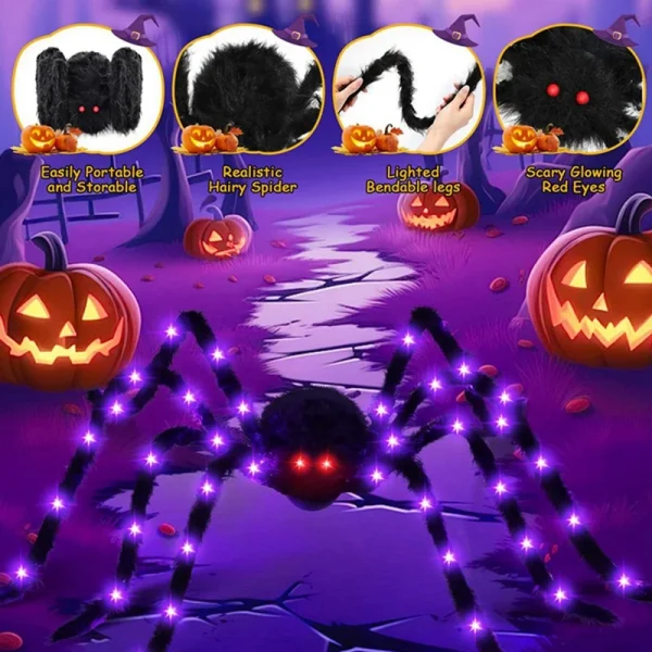Luci del ragno di Halloween Bagliore luminoso Ragno di Halloween appeso Ragno spaventoso Casa stregata Ornamento per feste in giardino ﻿ 5