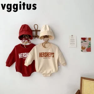 2025 Nuova Primavera Autunno Neonata Ragazzo Body con Cappello Colletto Rotondo Lettera Stampa Manica Lunga Casual Neonato Tuta B02408 1