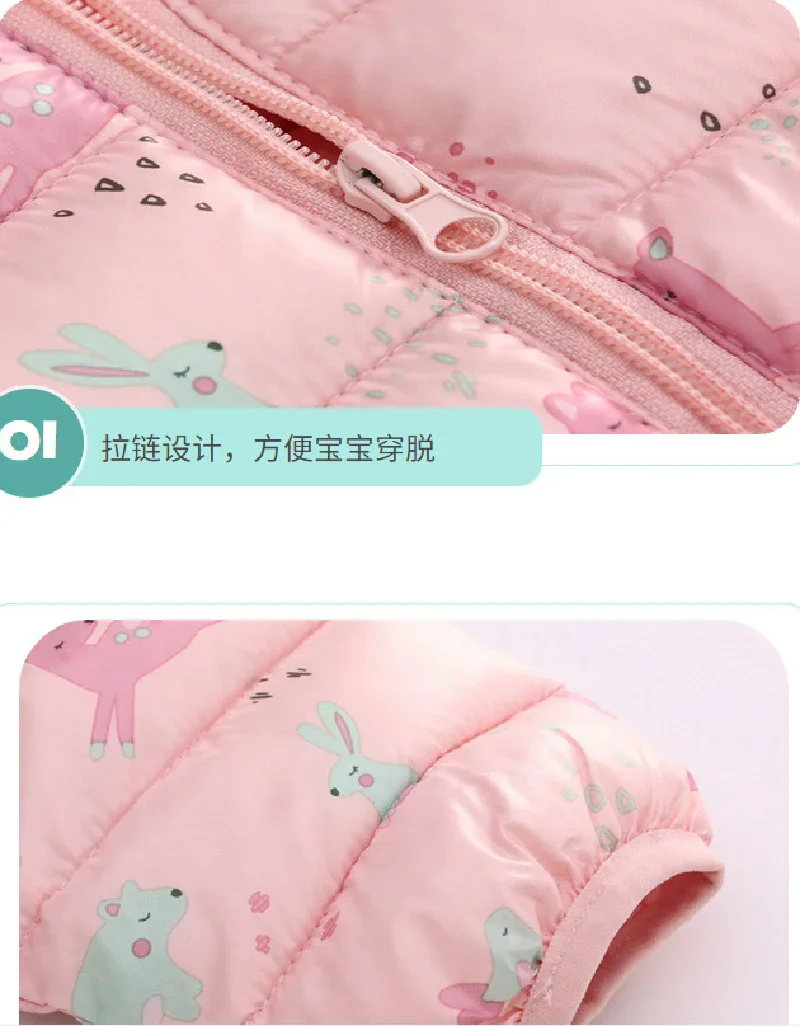 Ragazzi Ragazze Piumini caldi Autunno Inverno Giacche Stampa Cappotto con cerniera Bambini Capispalla corto con cappuccio Abbigliamento per bambini 1-6 anni 6