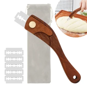 Strumento per tagliare il pane in legno per panettiere con 5 lame, taglierina per punteggio, accessori per la cottura della cucina, coltello per pane tostato 1