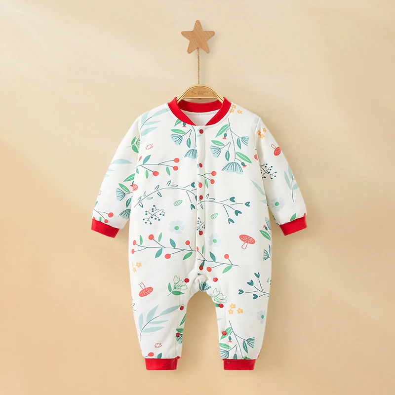 Tuta da neonato trapuntata autunno inverno in puro cotone spesso abbigliamento da neonato tuta da bambino unisex tuta strisciante 2