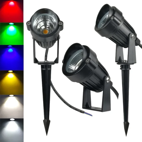 Nuove luci impermeabili da 5 W Lampada da prato a LED DC12V Faretto da paesaggio IP65 110 V 220 V Lampade per illuminazione esterna Luce a punta per giardino 1