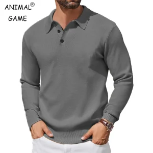 Maglione polo da uomo a maniche lunghe lavorato a maglia maglione pullover termico pesante casual maglione invernale in lana calda abbottonato streetwear 1