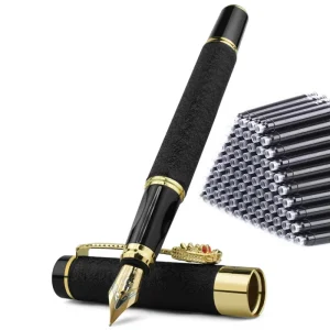 Penne a inchiostro da 50 pezzi/set e 1 penna stilografica in metallo per lavoro quotidiano, scrittura, vacanze, cancelleria scolastica, ufficio 1