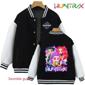 Kpop Demon Hunters Autunno Inverno Bambini Trucksuit Felpe con cappuccio Cartoon Uniforme da baseball Ragazzi Ragazze Casual 1