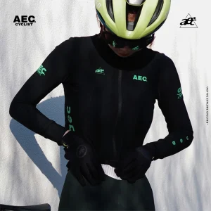 Maglia da ciclismo in pile invernale da donna aec | Ombra notturna | Manica lunga foderata in pile caldo antivento (bici da montagna/strada) 1