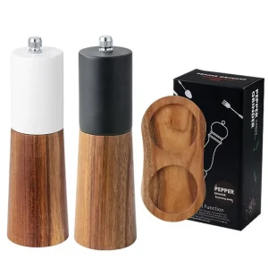 Nuovo set di macinapepe manuale in legno massello spezie pepe Mil macinacaffè in ceramica regolabile cucchiaio di sale da cucina macinapepe 1